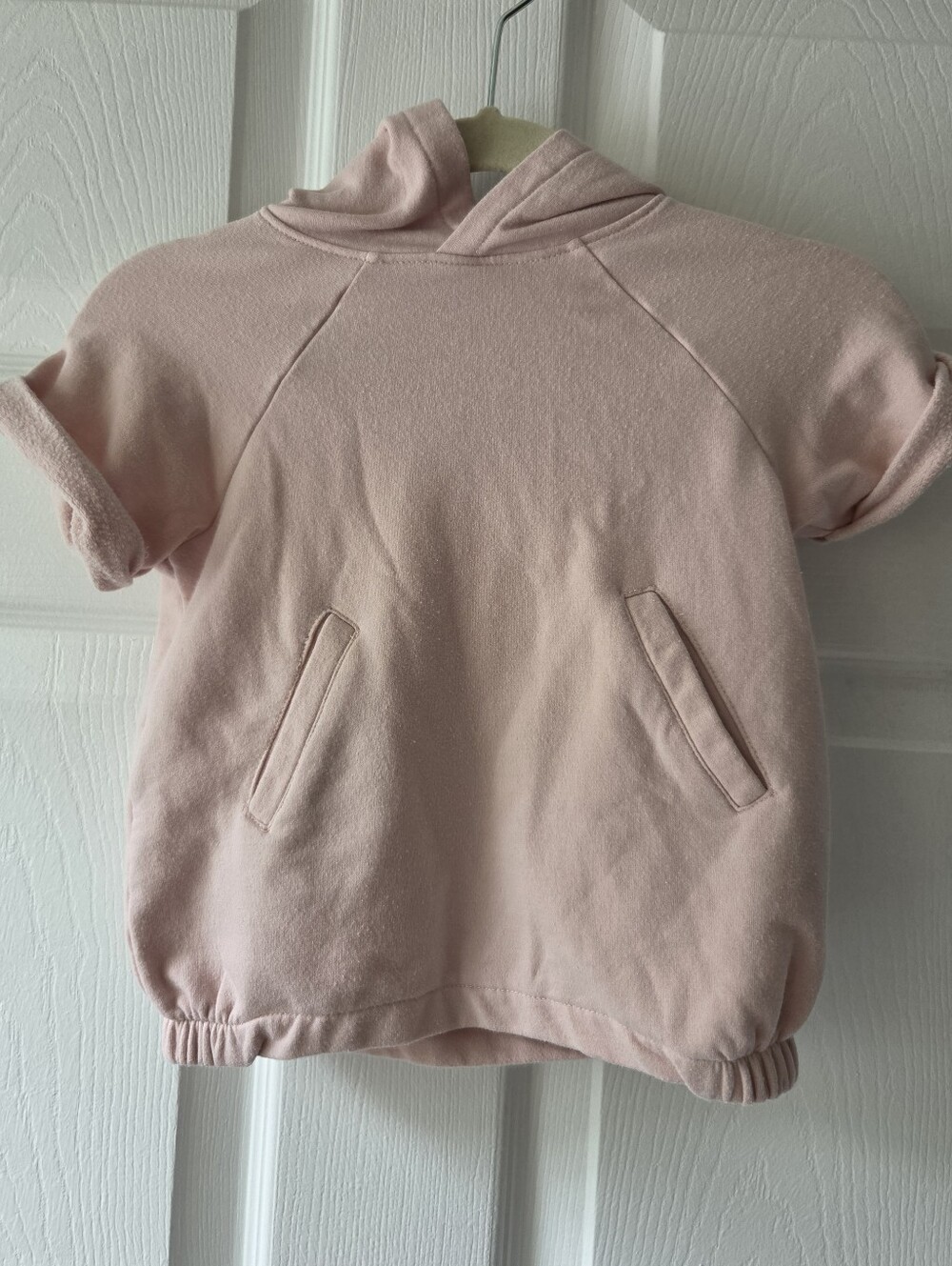 Girls' Short-Sleeve Hooded Fleece Pullover/ Tunic - Light Pink 6 Months